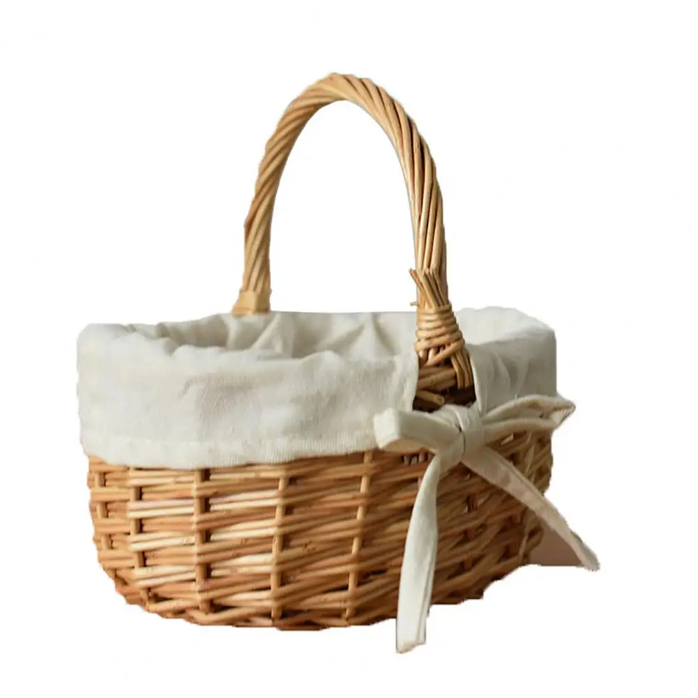 

Wedding Basket Bow-knot Featuring Large Capacity Multi-purpose Wedding Bridal Girl Flower Basket for Fruit