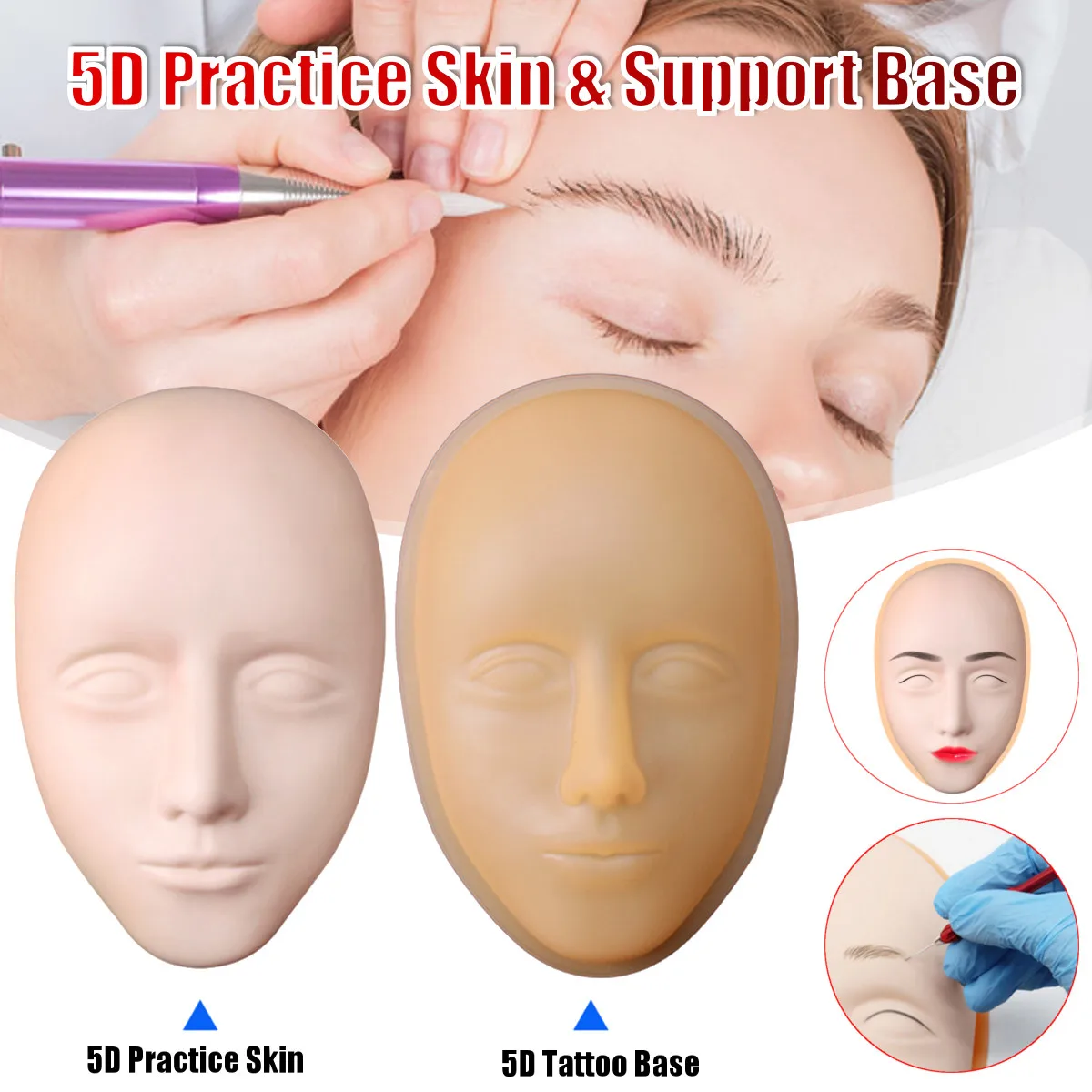 

1/3/5/10Pcs 5D Microblading Eyebrow Practice Skin Base Silicone Skin Simulation Practice Tattoo Eyeliner Lips Cosmetic