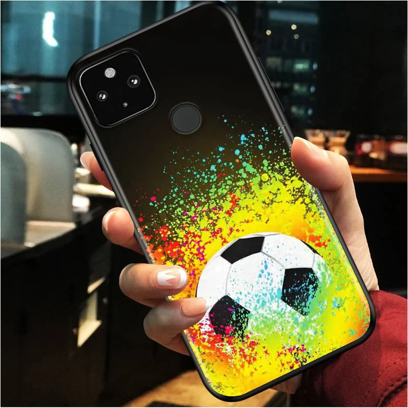 

Retro Football Game Ball Shockproof Cover for Google Pixel 5 4 4A XL 5G Black Phone Case Shell Soft Fundas Coque Capa