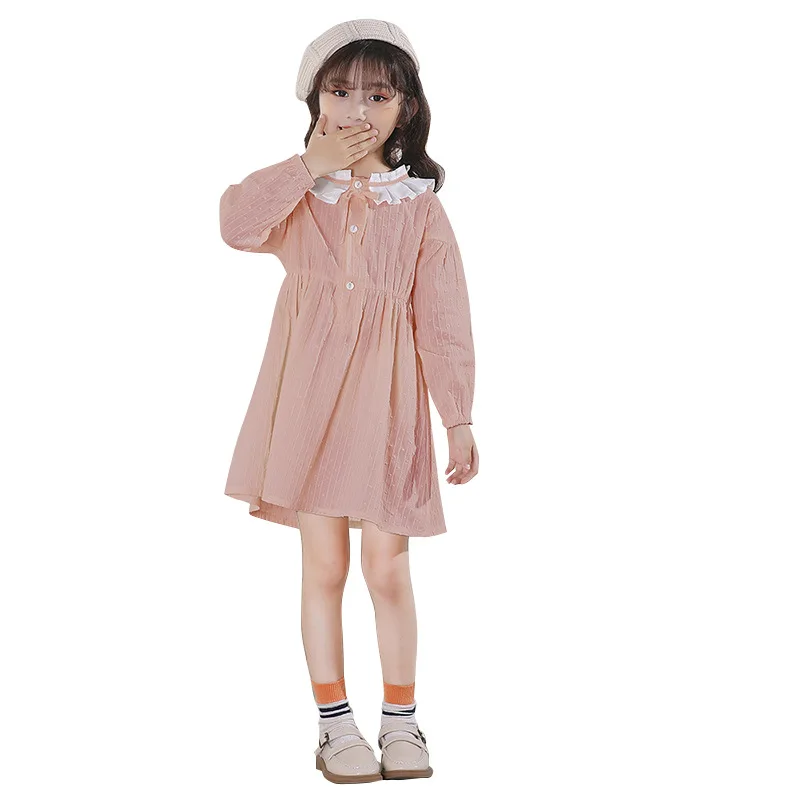 

Girls dress autumn 2021 new Korean version of pure cotton children's skirt long-sleeved western-style children's skirt