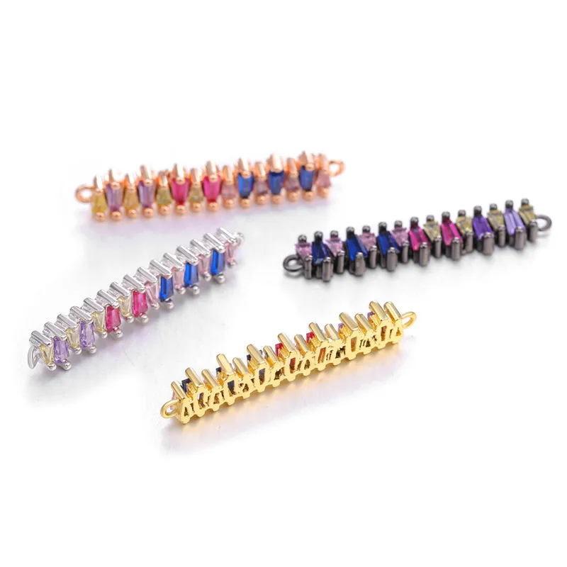 Аксессуары для создания украшений DIY ручной работы. Медный подвес для кольца с двойным прямоугольным подвесом и кабошоном из циркона в подарок.