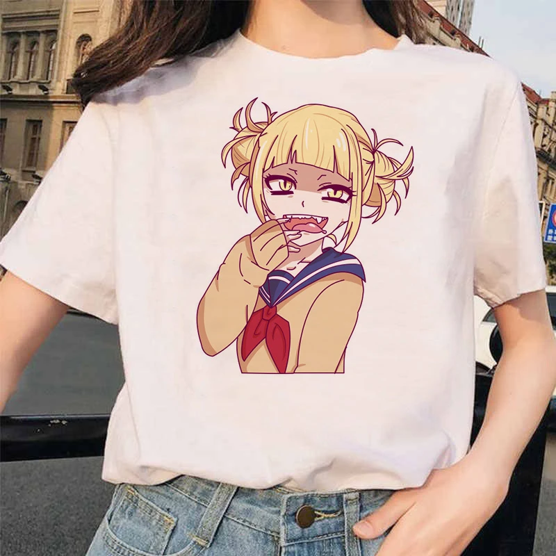 Японский аниме Ahegao футболка Женская Harajuku Boku No Hero Academy футболка Senpai смешная футболка Himiko Toga футболки женские - Цвет: 3065