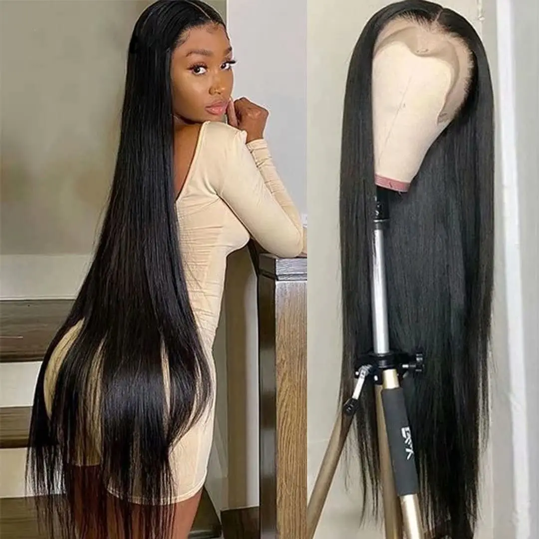 

Straight Lace Frontal Human Hair Wigs Brazilian Transparent Bone Straight 12-36 13x4 13x6 inch Lace Front Closure Wig For Women