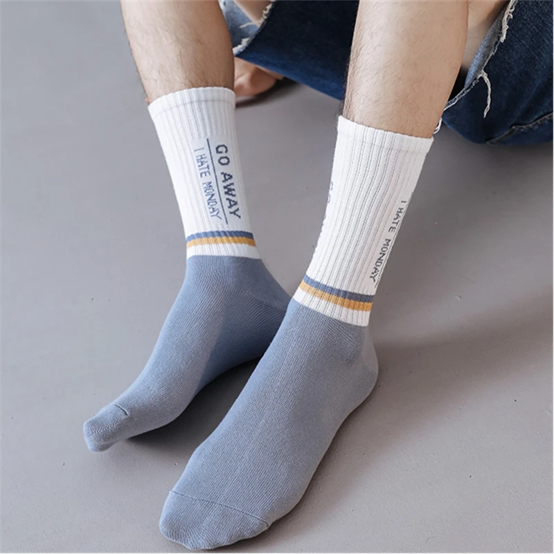 Модные мужские забавные носки в стиле Харадзюку хип хоп с надписью Crazy Creative