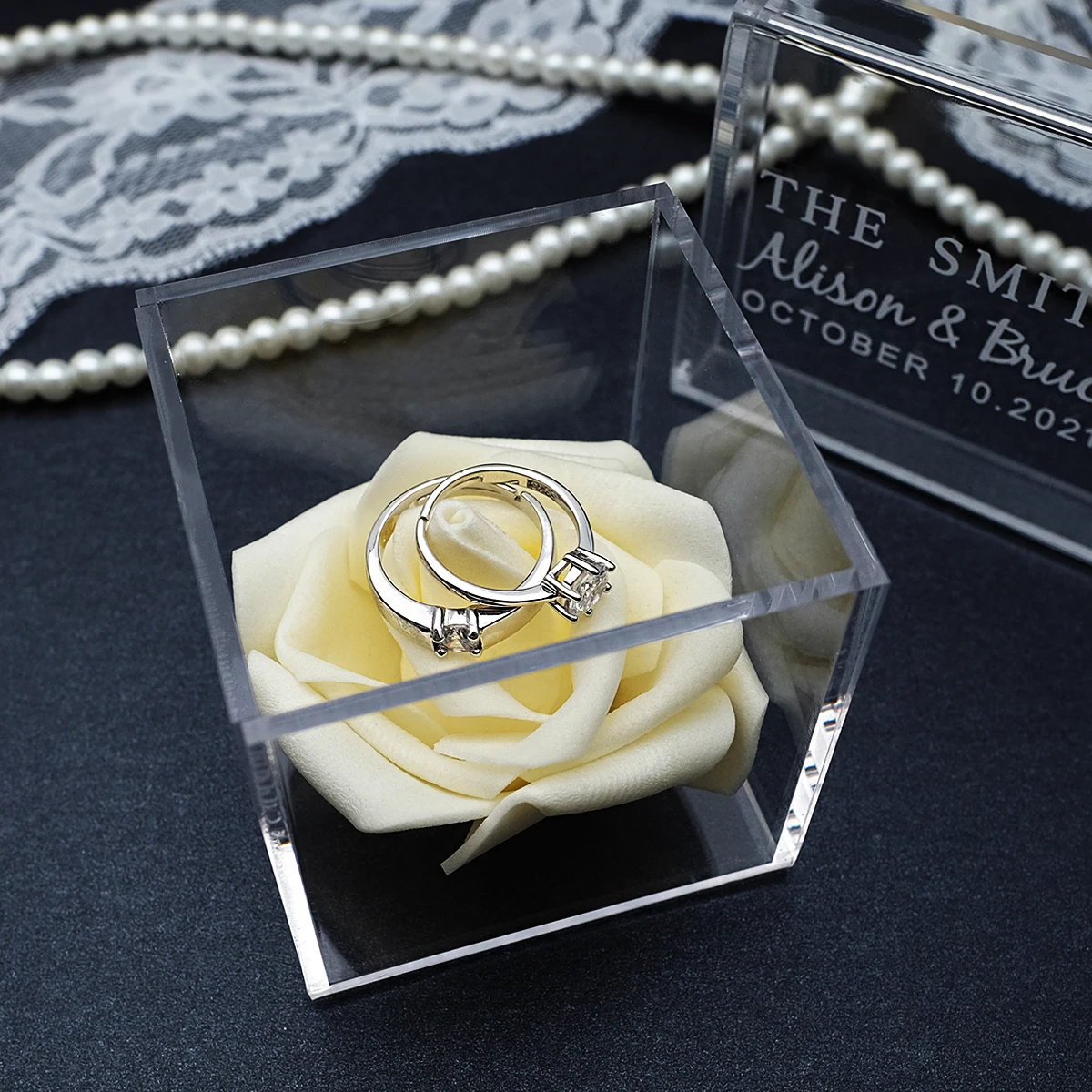 

Custom Acrylic Wedding Ring Box,Engagement Proposal Ring Boc,Personalized Ring Bearer Pillow,Acrylic Wedding Ring Holder