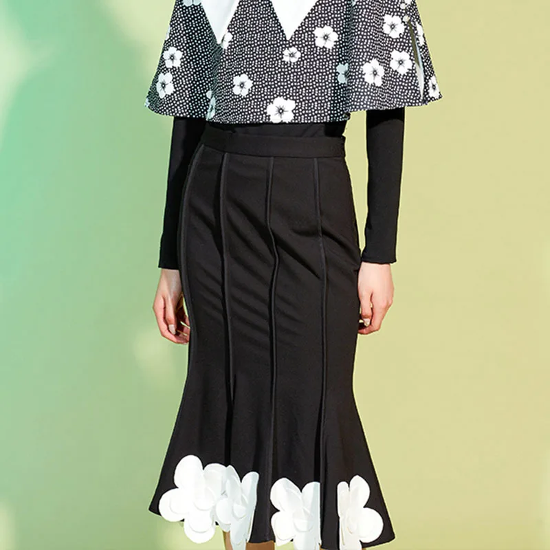 

XIZIHUPAN Patchwork Floral Skirt For Women High Waist Appliques Bodycon A Line Casual Skirts Female Fashion New Clothing 2021