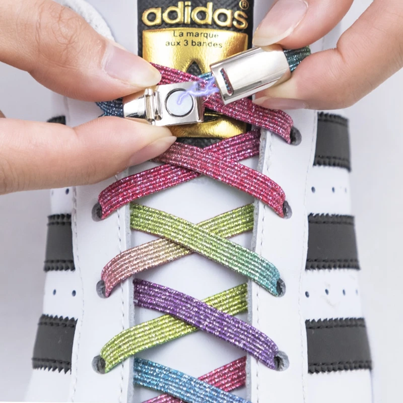 Elastic Shoelaces Buckle No Tie Shoelace Kinds of Shoes Lazy Laces Magnetic Metal Suitable for All 1 Second Fast Lacing Unisex