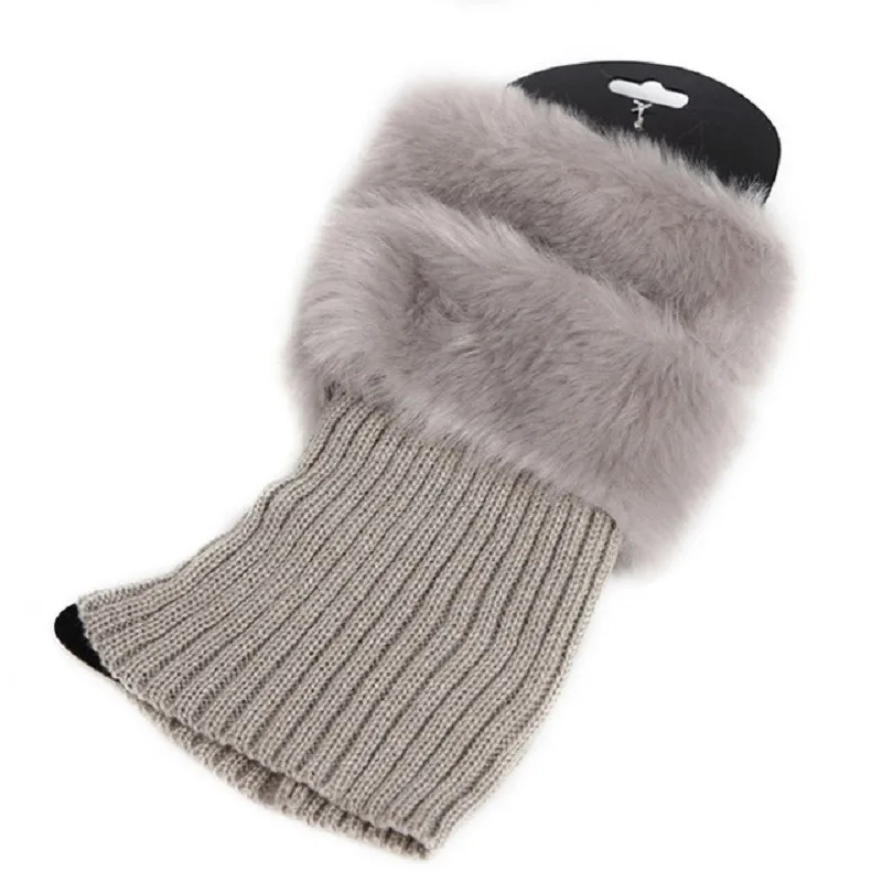

1 Pair High Quality New Women Winter Leg Warmers Lady Crochet Knit Fur Trim Leg Boot Socks Toppers Cuffs