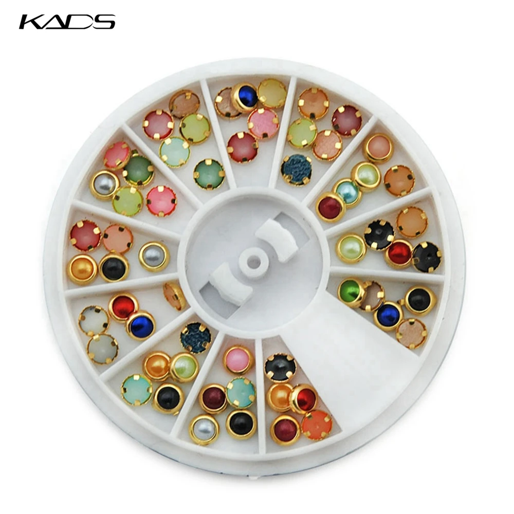 KADS 3д Раскрашенная Сплава Искусство Ногтей Блеск Перл Стразы Колесо 3 мм Стильный