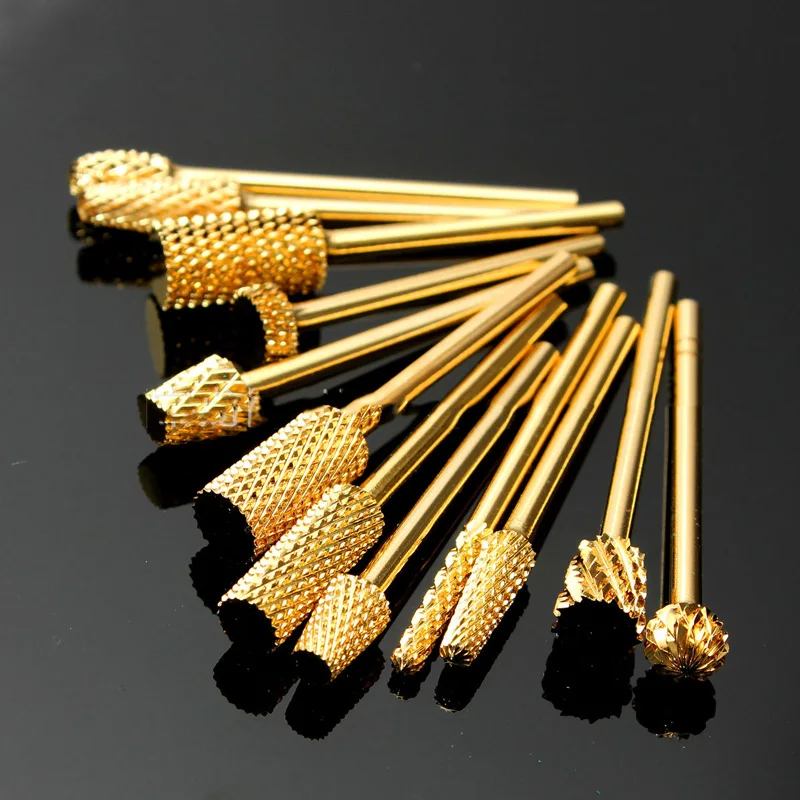 12 шт./кор. золото Цвет шлифовальная насадка для ногтей сверло Вольфрам карбида