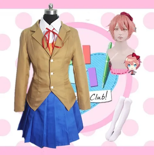 Doki Monika для костюмированной вечеринки, школьная форма, игровой костюм для девочек, Sayori Yuri Natsuki - Цвет: package E