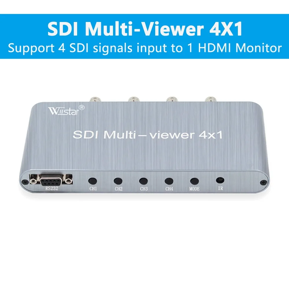 Коммутатор SDI multi-просмотра 4X1 SDI в HDMI SDI 4 в HDMI 1 выход 1080p SD/HD/3G-SDI RS232 для ПК видеоконференции ТВ монитор