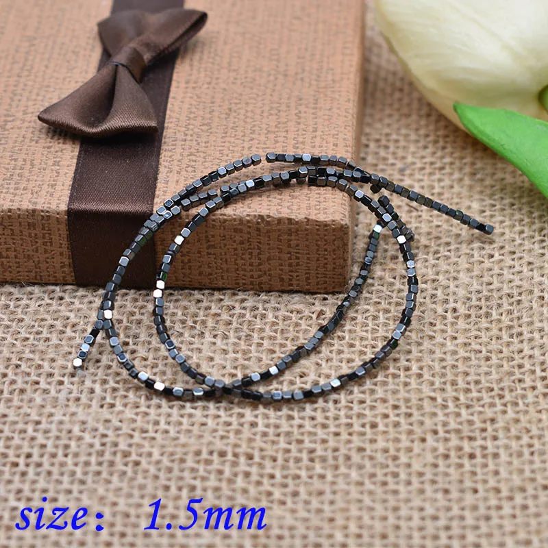 6-1.5mm black 2 мм Сияющий натуральный камень гематит свободные разделительные Квадратные бусины покрытые цветными квадратными бусинами для изготовления ювелирных изделий Аксессуары - Цвет: 6-1.5mm black