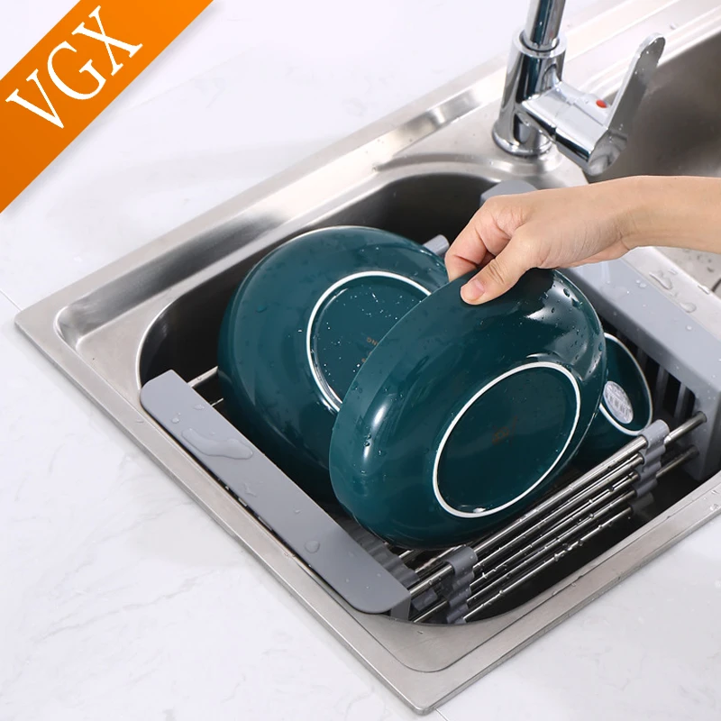 VGX многофункциональная сливная стойка для кухонной раковины Выдвижная корзина