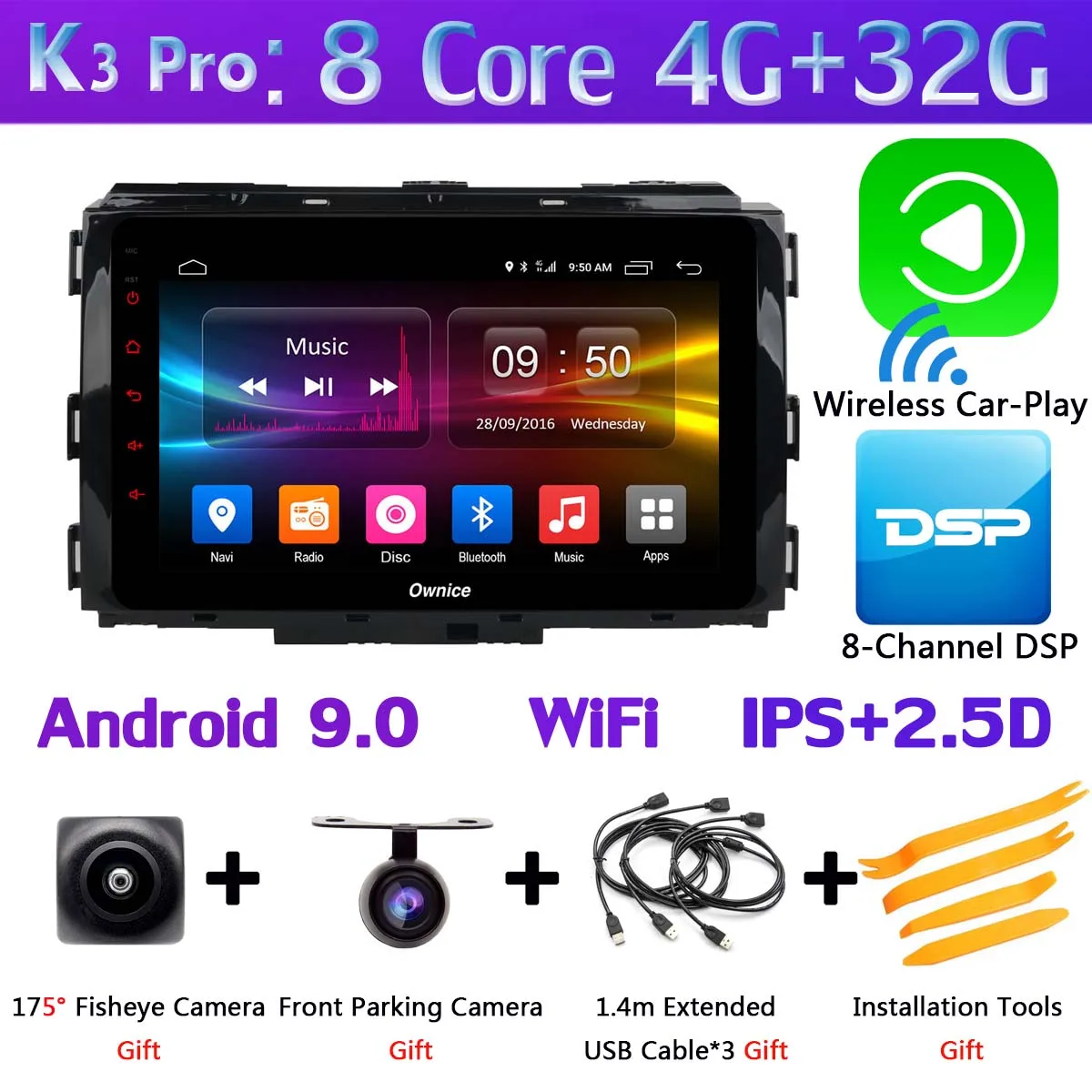 K3 Pro CarPlay 360 ° панорамный Android 9,0 4+ 64G gps радио CarPlay SPDIF DSP автомобильный мультимедийный плеер для Kia Carnival - Цвет: K3 Pro CarPlay