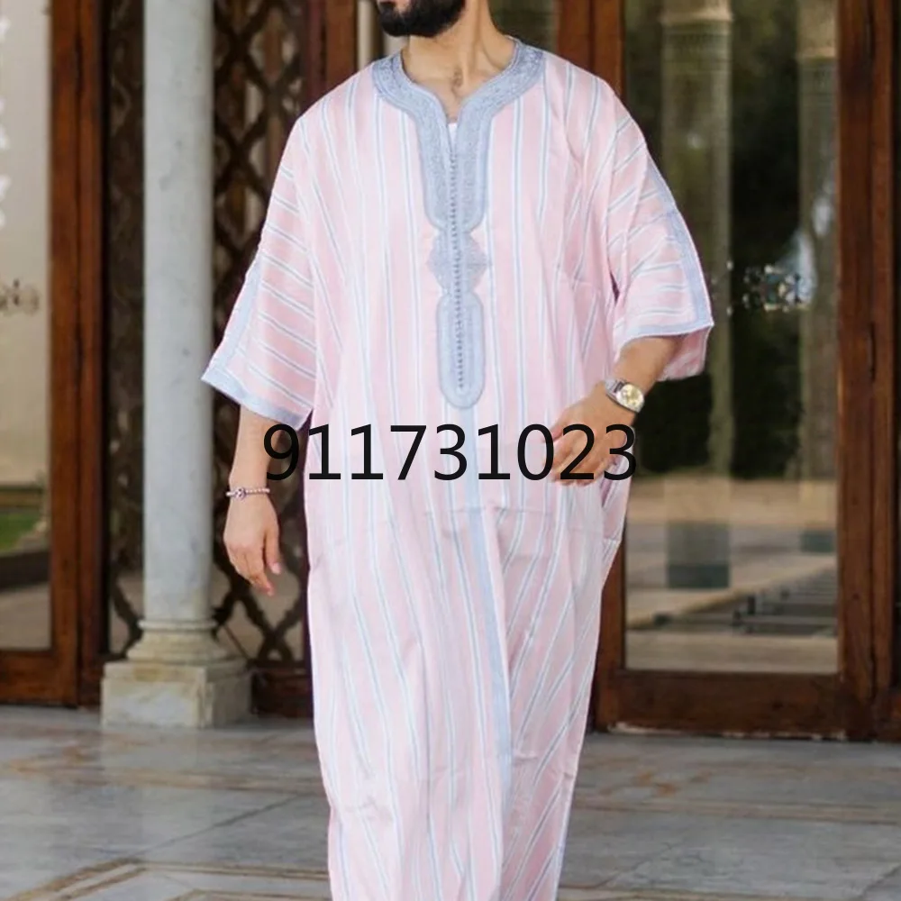 Men Muslim Kaftan Islamic Arabic Robes Patchwork Vintage Middle East Caftan Hooded Loose Casual Long Sleeve Jubba Thobe | Тематическая