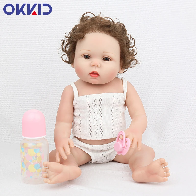 OKKID 45 см силиконовая кукла для всего тела игрушки девочек настоящая Реалистичная