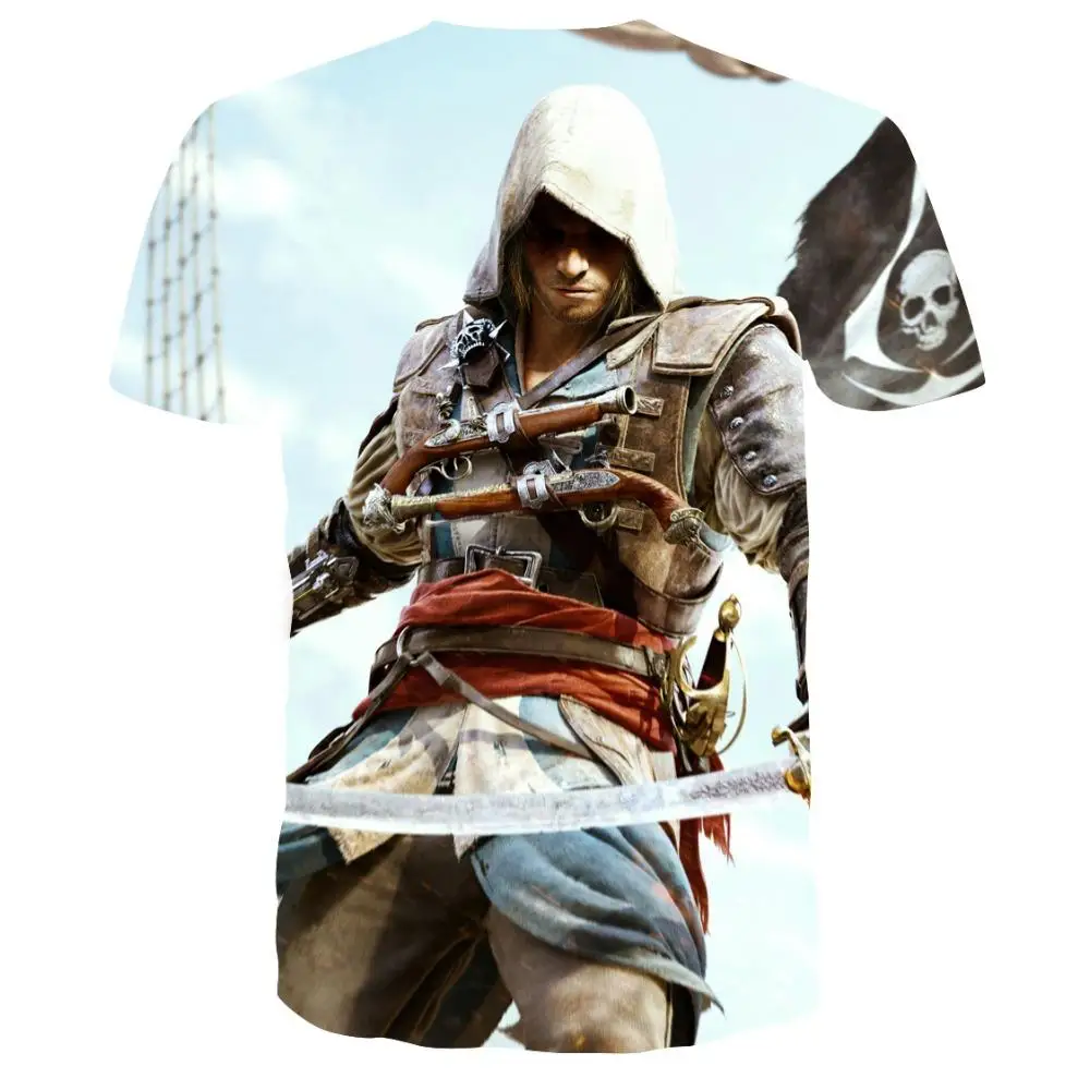 Летняя новая Готическая футболка Assassin's Creed 3D Футболка с принтом Мужская модная повседневная одежда футболка с 3D рисунком