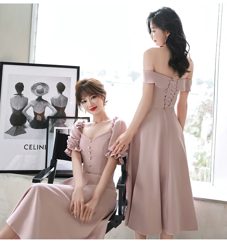 Robe De Soriee новые розовые атласные платья свидетельницы Чай Длина Рубашка с