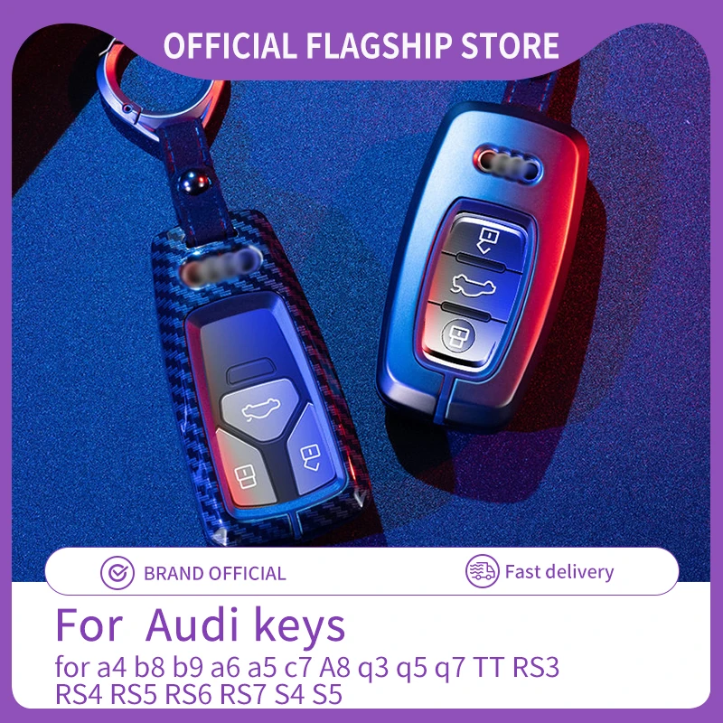 Suitable for Audi key cover Audi  a4 b8 b9 a6 a5 c7 A8 q3 q5 q7 TT RS3 RS4 RS5 RS6 RS7 S4 S5 Auto Carbon fiber metal Key Shell