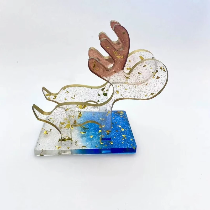 

Christmas Elk Mobile Phone Holder Epoxy Resin Mold Cellphone Display Bracket Rack Silicone Mould DIY Crafts Jewelry Mold