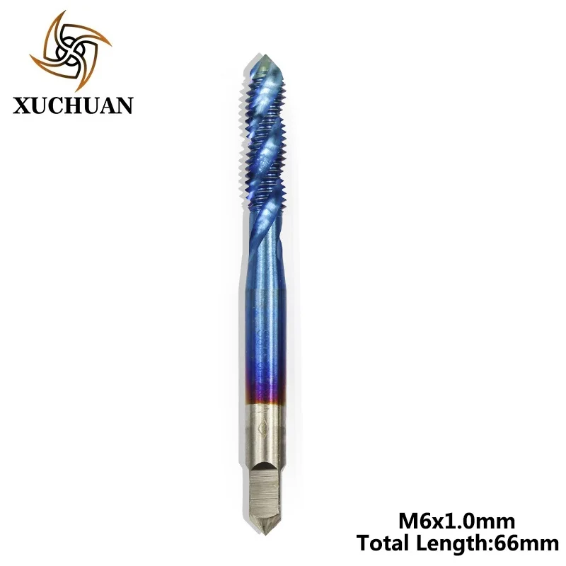 M6x1.0 1 шт. HSS 6542 винтовой кран сверло M2-M6 нано синий покрытием спиральный резьбовой кран Метрическая машина Резьба Кран дрель - Цвет: M6x1.0