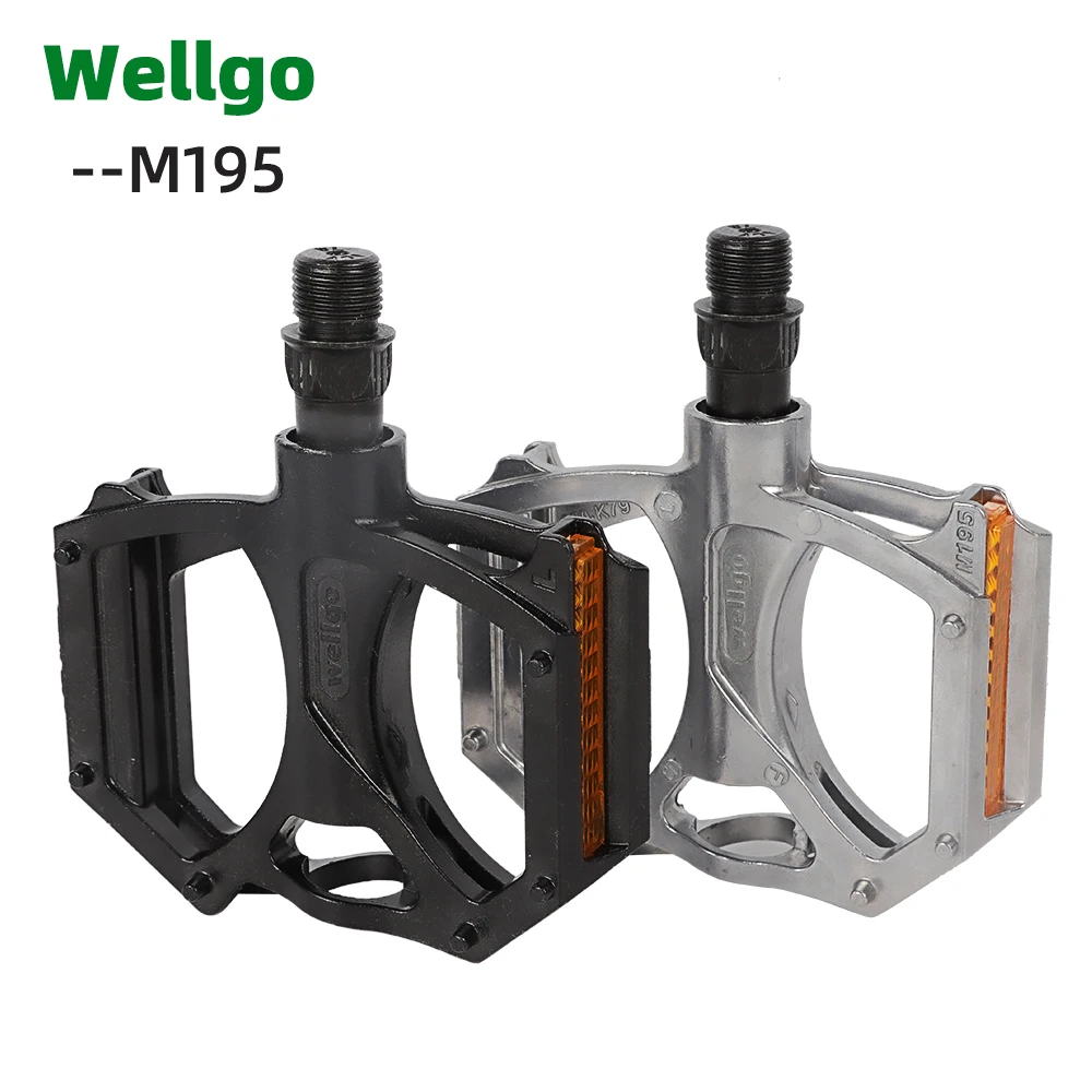 

MTB Mountain Bike Pedal WELLGO M195 Road Bicycle Fixed Gear Bearing Treadle Screw thread Aluminum Alloy Bicycle Accessories Part
