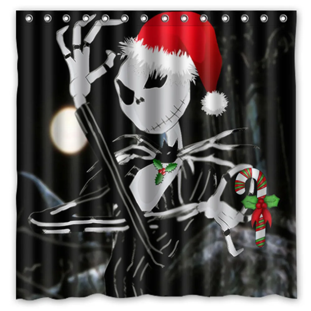Jack Skellington Printing Waterproof Shower Curtain Mildewproof Polyester Fabric Bath Curtains 72x72inch With 12 Hooks - Цвет: 1
