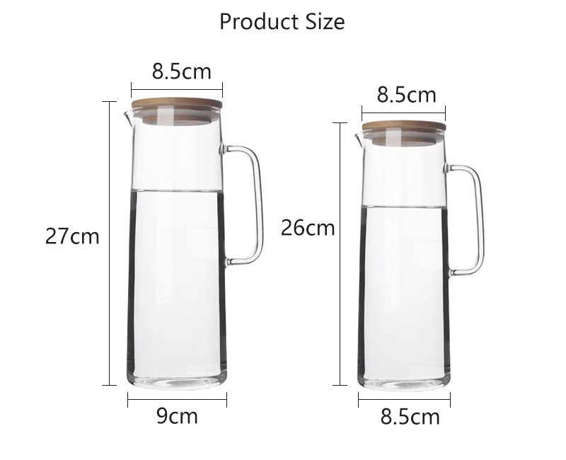 

Decanter for water Heat-resistant Glass Jug Straight Body Pot Cold Water Cup Teapot Boiling Water Bamboo Cover Cold Water Bottle