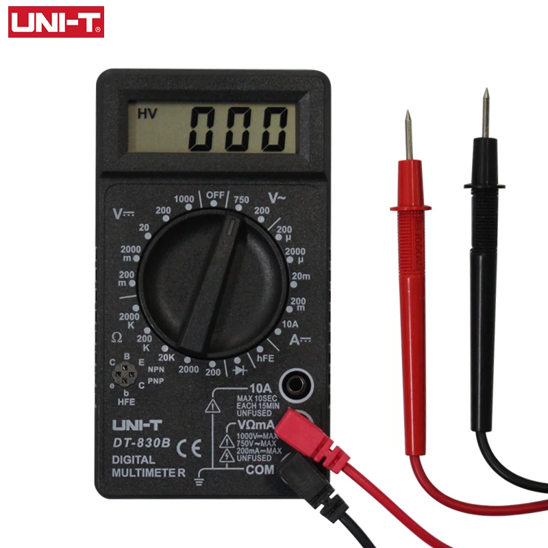 

UNI-T Digital Multimeter DT830B DT830D LCD Display Manual Voltmeter Ammeter Ohmmeter Diode Transistor Tester Overload Protection