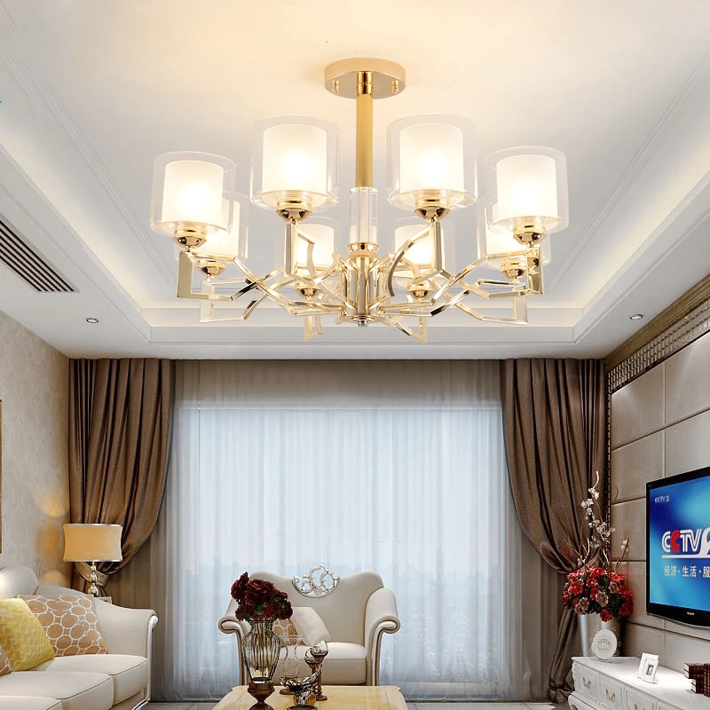 Роскошный светодиодный потолочный светильник золотого цвета для гостиной