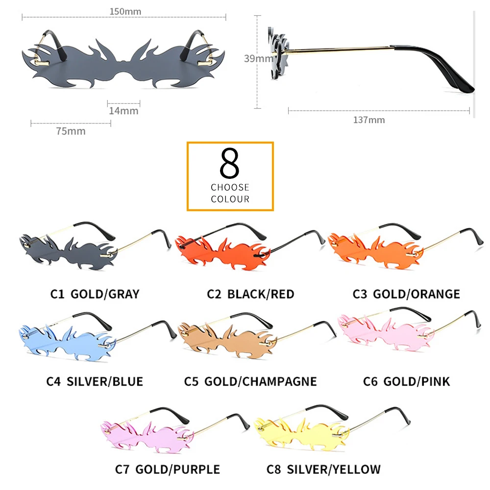 

New Oversized Rimless Sunglasses Men Women 2020 Luxury Fashion Big Punk Glasses Ladies Vintage Black One Piece Glasses UV400