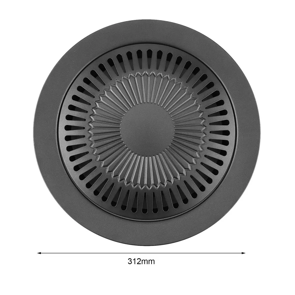 Портативный Круглый бездымный закрытый гриль барбекю с кисточкой антипригарная