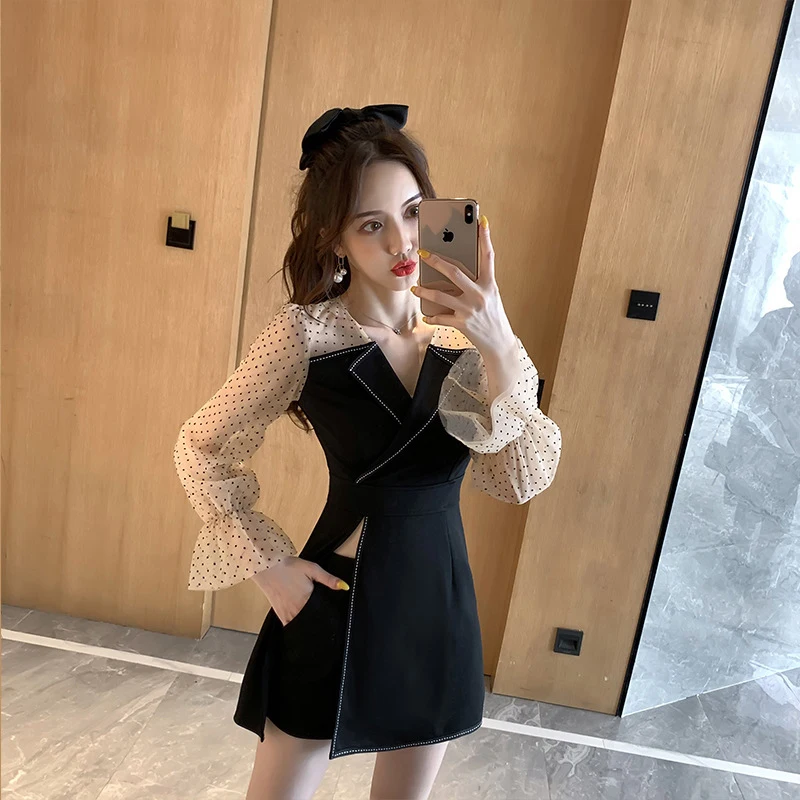 

new arrival fashion high quality women sets long slim patchwork mini a-line dress and short pants cute two pieces women sets