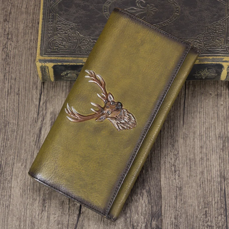 Женские кошельки ручной работы женские из первого слоя кожи длинные большая