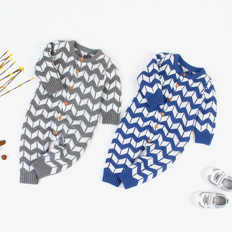 Детский вязаный комбинезон для маленьких девочек и мальчиков Модный детский