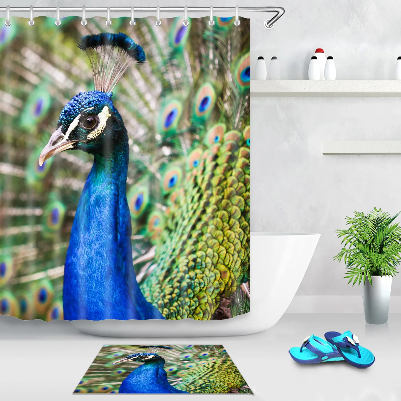 

3D павлина, цифровой печати водонепроницаемый и устойчивый к плесени ткань душ Шторы Творческий дом Декор Душ Шторы