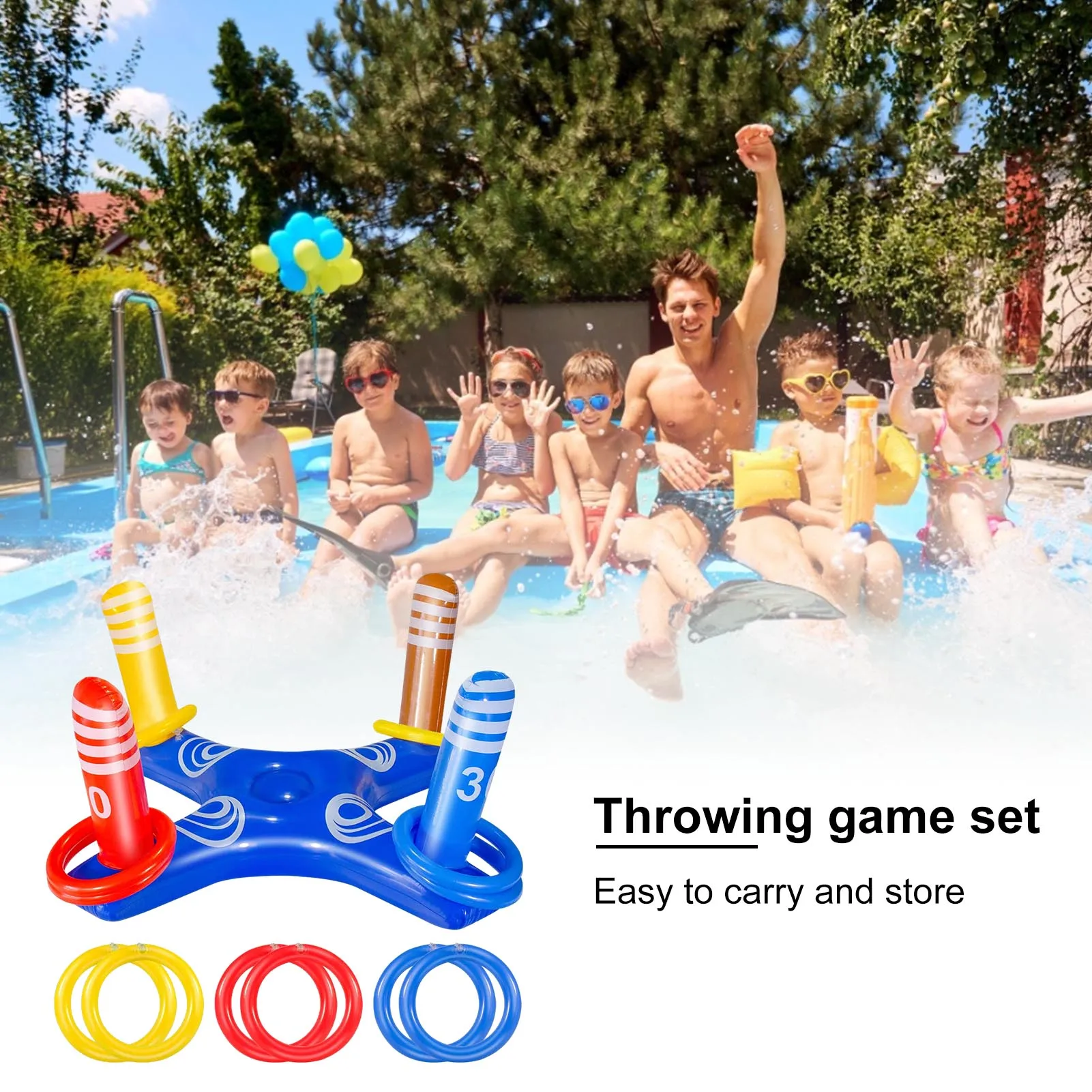 

Outdoor Inflatable Ring Toss Game New Floating Pool Toy Cross-Ring Throw Pool Game Beach Party Supplies Bar Swimming charmingly