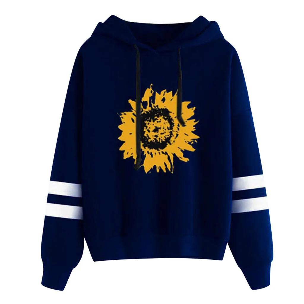 Модные толстовки с принтом подсолнуха для женщин/мужчин капюшоном длинным