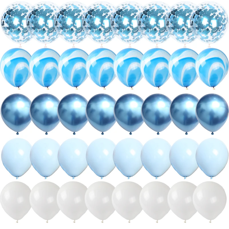 40 шт. голубые воздушные шары из агата и мрамора |