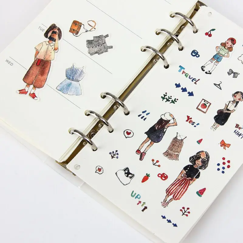 

4pcs/set Cute Cartoon Girl Hand Account Stickers DIY Photo Album Color Lead Painting Stickers Student Supplies