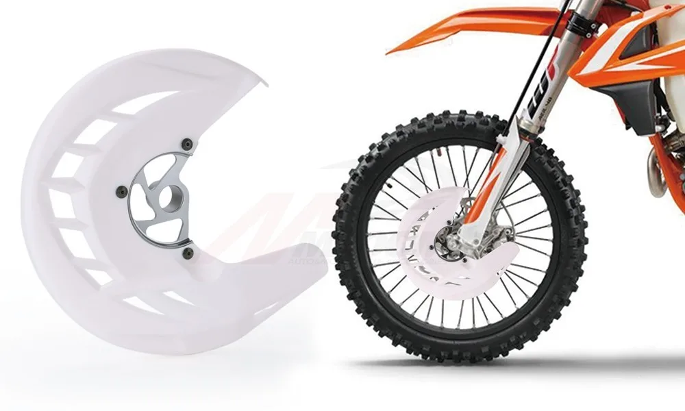 white Диск переднего тормоза мотоцикла Ротор гвардии крепящийся кожух для KTM 125 150 200 250 300 400 450 525 530 SX SXF XC XCF EXCF 2003 - Цвет: white