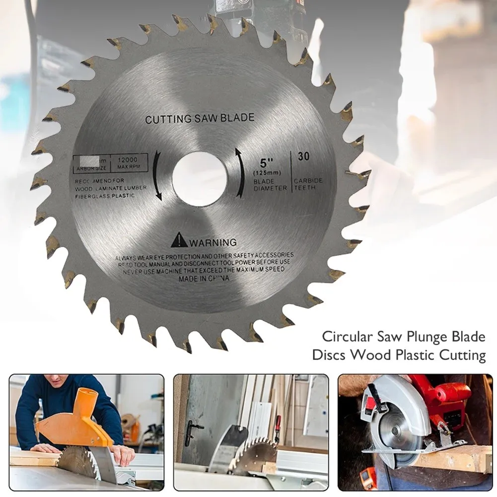 

5inch 30T Circular Silver Saw Blade Carbide Tipped Wood Cutting Disc For Cutting Solid Wood Plywood Power Tools