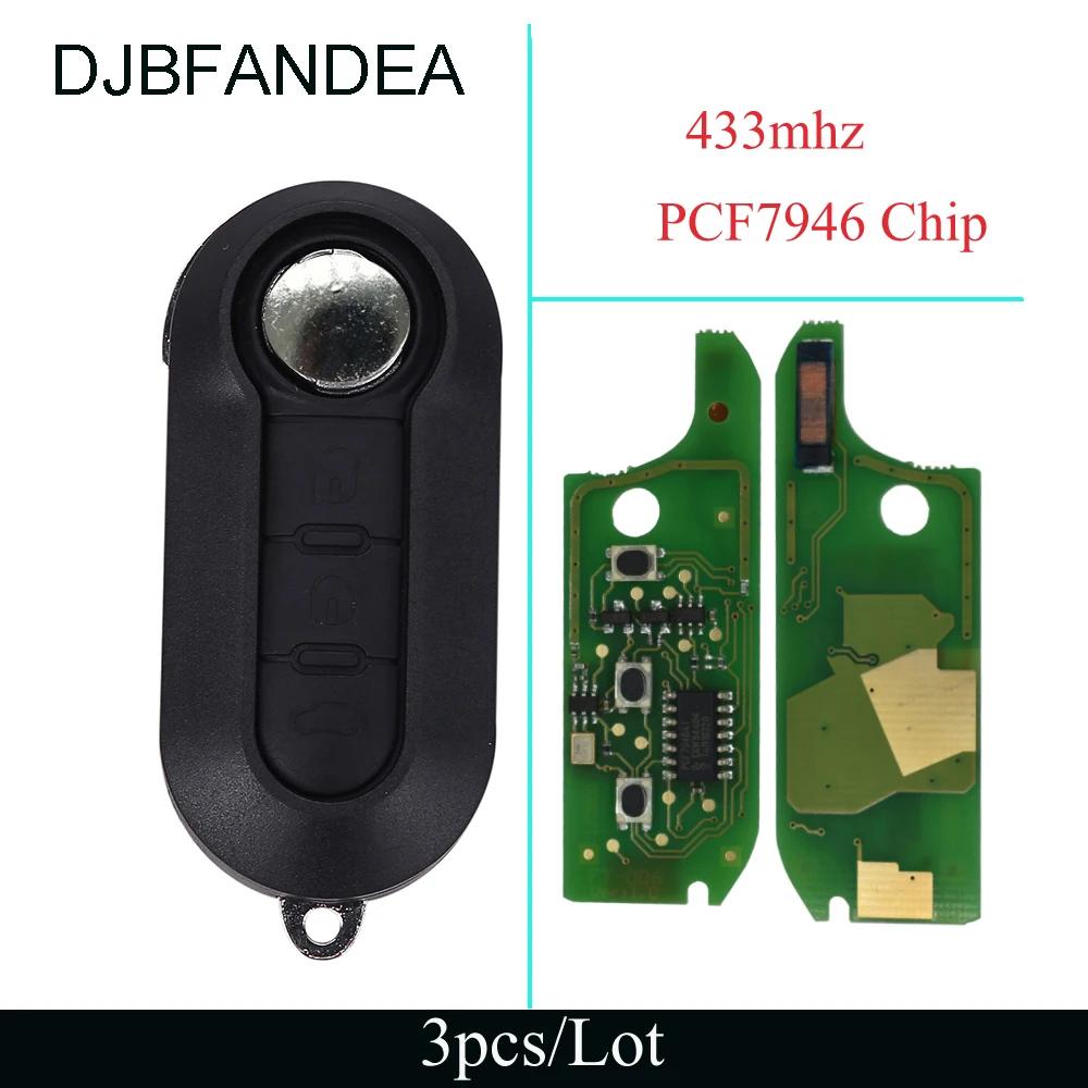 

DJBFANDEA 3Pcs/Lot 3Button Flip Car Remote Key 433 MHz for FIAT 500L MPV Bravo Ducato for Marelli System