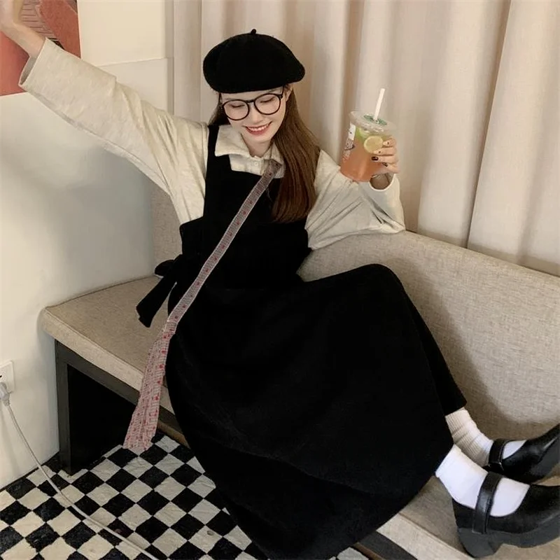 Женское осеннее платье без рукавов новинка милое ретро-платье средней длины