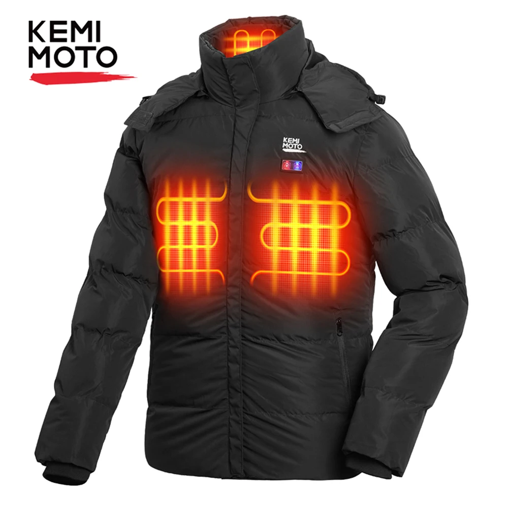 KEMIMOTO Heated Jacket Motorcycle USB Power Bank Cotton Clothes Coat Men Women Heating Jacket Skiing Hiking Winter Warm Clothing