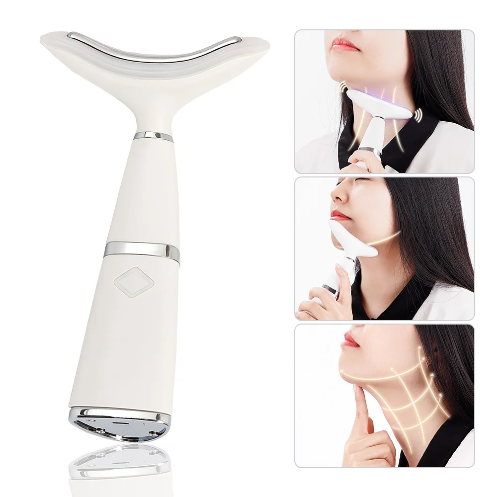 LED Photon Therapy Neck and Face Lifting Tool Vibration Skin Tighten Face Slim Reduce Double Chin Anti-Wrinkle Remove Device