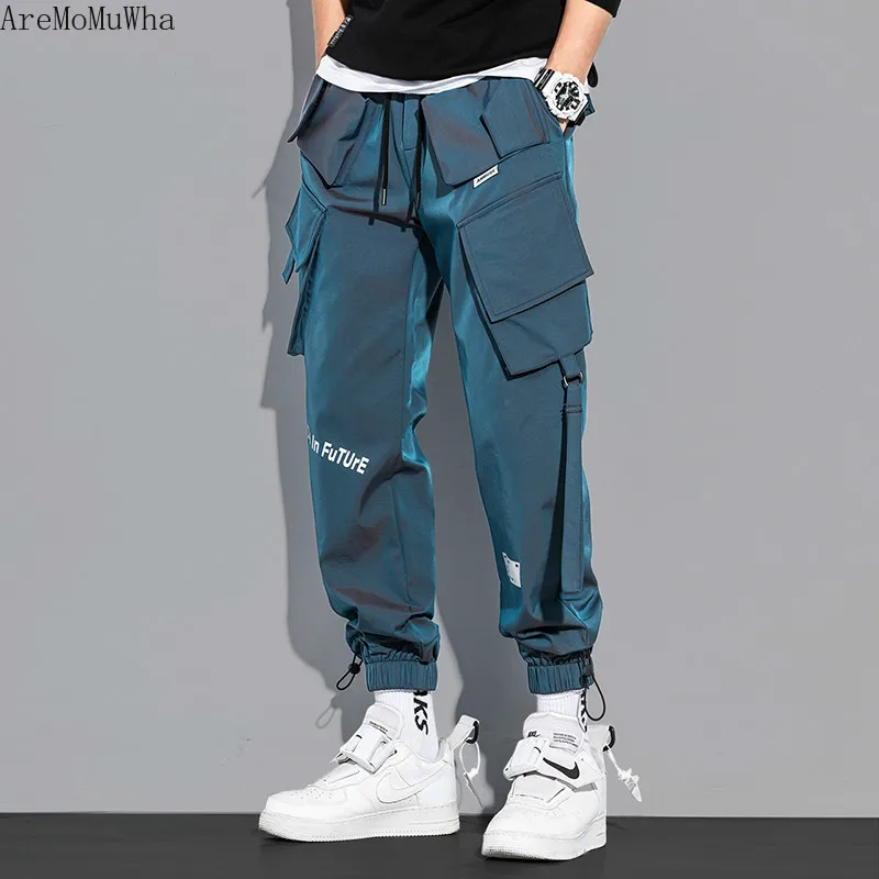 Autumn Winter New Laser Overalls Men's Loose and Velvet Multi-pocket Hip-hop Trousers Chameleon Pants Streetwear Pants S-3XL