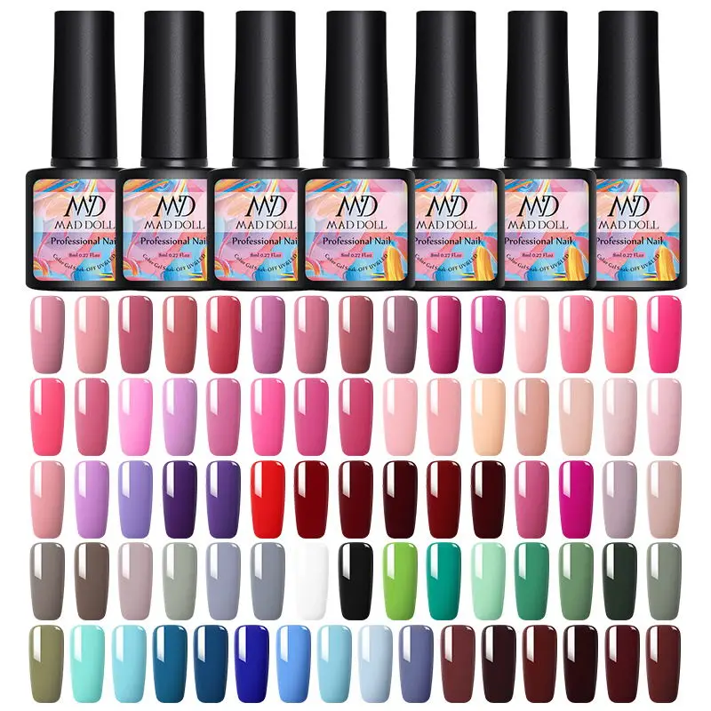 MD MAD DOLL 8 мл Цветной Гель лак для ногтей Блестящий Светодиодный УФ гель дизайна