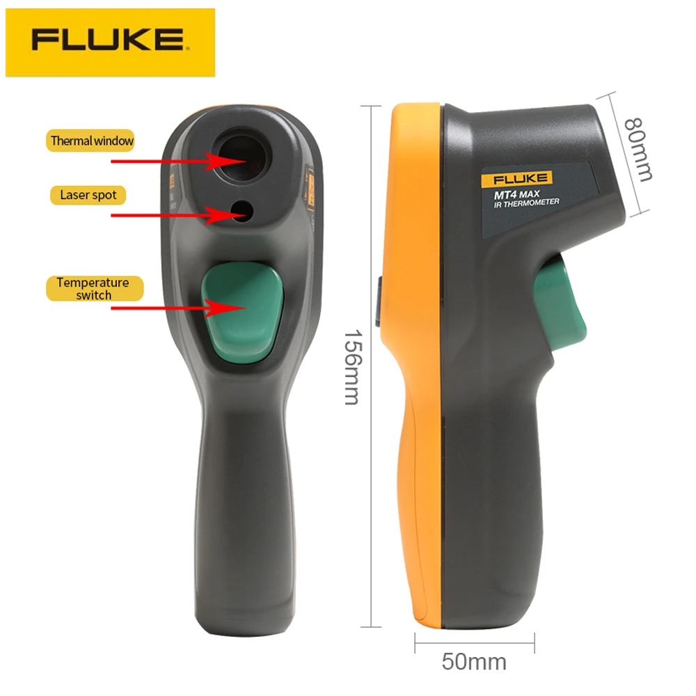 Купить ИК-термометр FLUKE-62 MAX 59 MT4 MAX, Бесконтактный цифровой лазерный температурный пистолет-30-500 ℃ (-22 ~ 932 ℉) желтый и черный